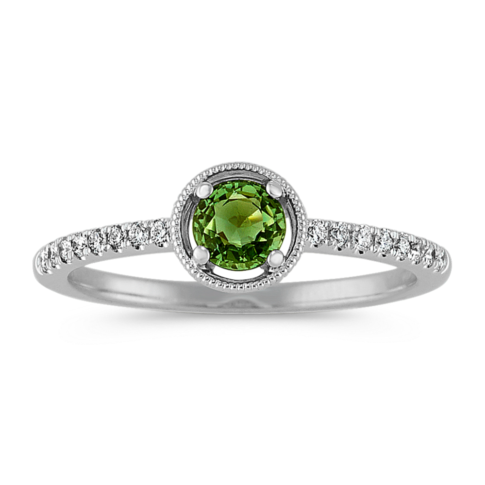 Vintage Green Sapphire and Diamond Ring