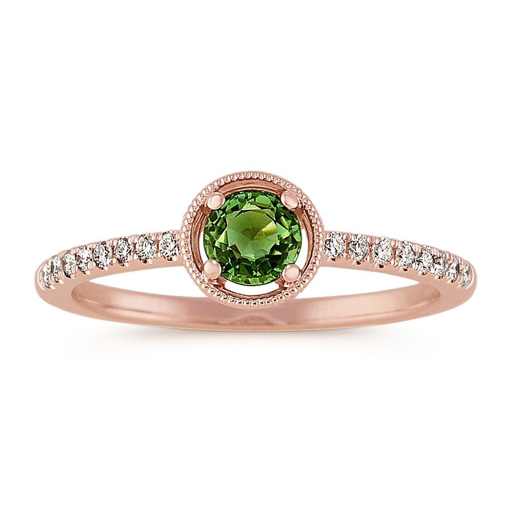 Vintage Green Sapphire and Diamond Ring | Shane Co.