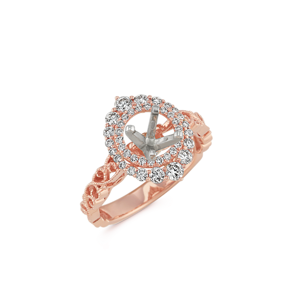 Vintage Halo Engagement Ring in 14k Rose Gold Shane Co.