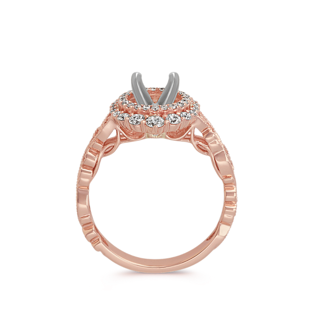 Vintage Halo Engagement Ring in 14k Rose Gold Shane Co.