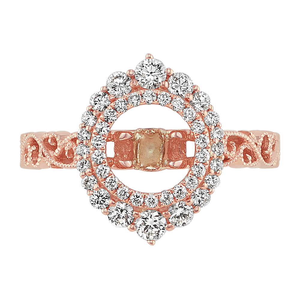 Vintage Halo Engagement Ring in 14k Rose Gold Shane Co.