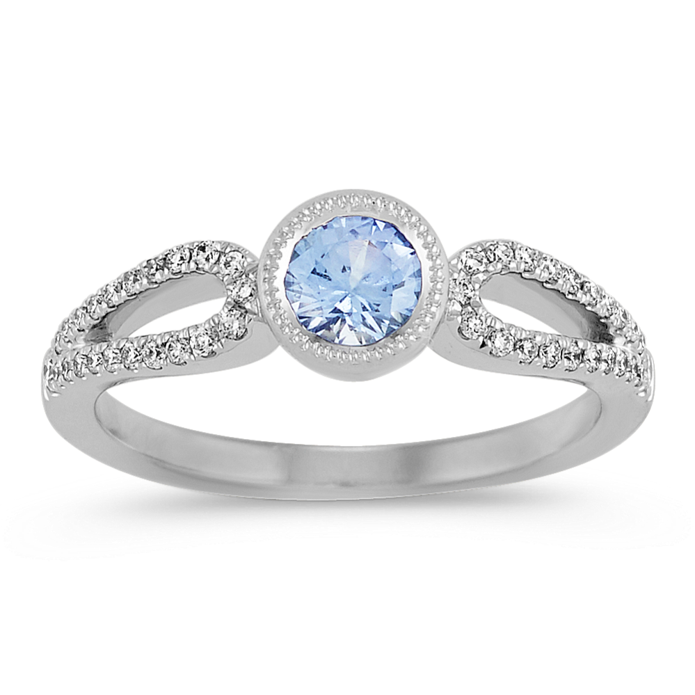 Vintage Ice Blue Sapphire and Diamond Ring