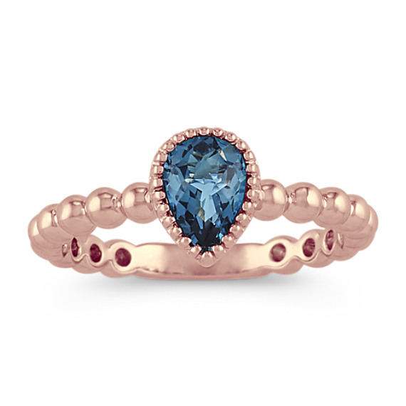 Vintage London Blue Topaz Ring in 14k Rose Gold