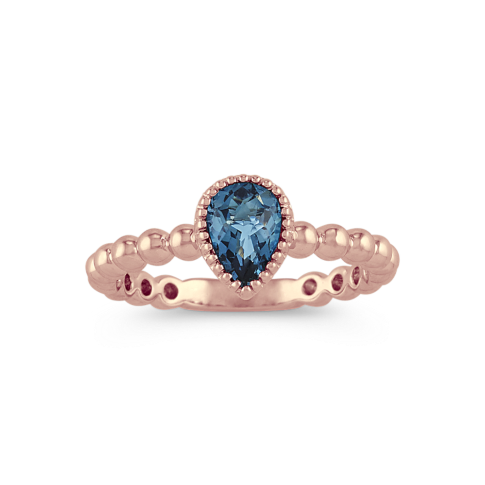 Vintage London Blue Topaz Ring in 14k Rose Gold
