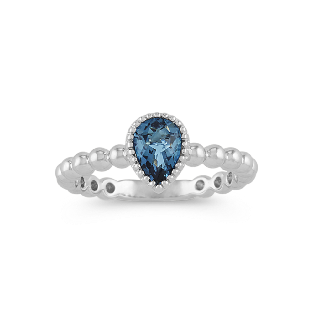 Vintage London Blue Topaz Ring in 14k White Gold