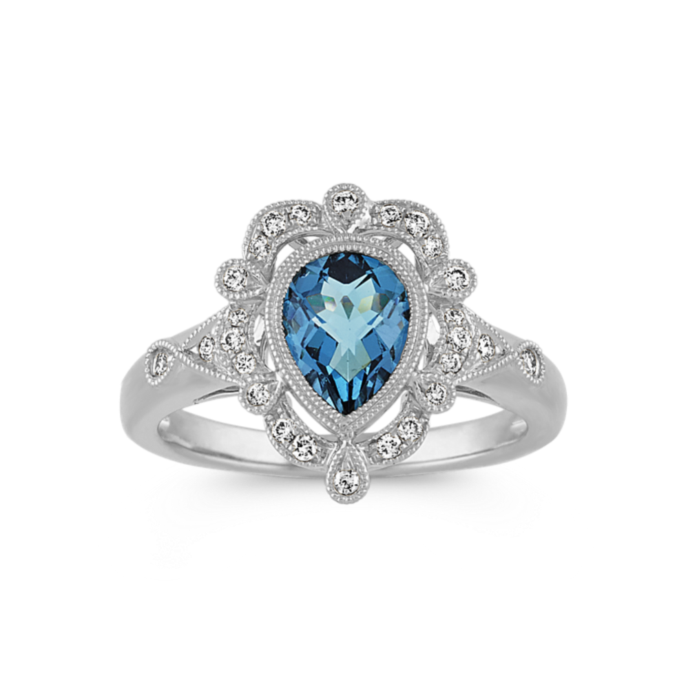 1.40 ct tgw London Blue Topaz and Diamond Ring