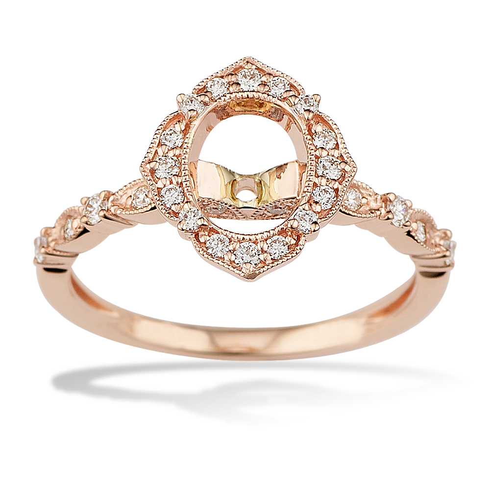 Vintage Oval Halo Diamond Engagement Ring in 14k Rose Gold Shane Co.
