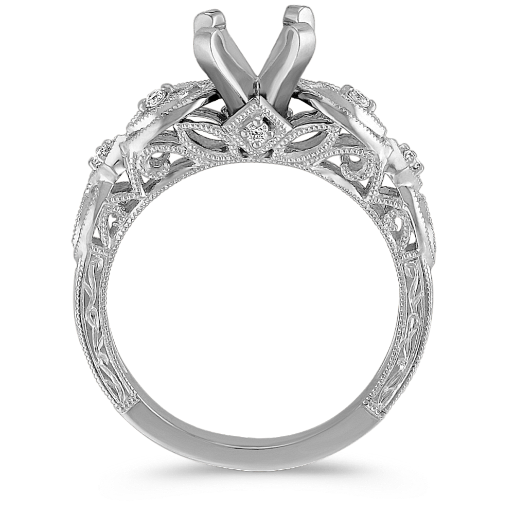 Vintage Platinum Diamond Engraved Engagement Ring | Shane Co.
