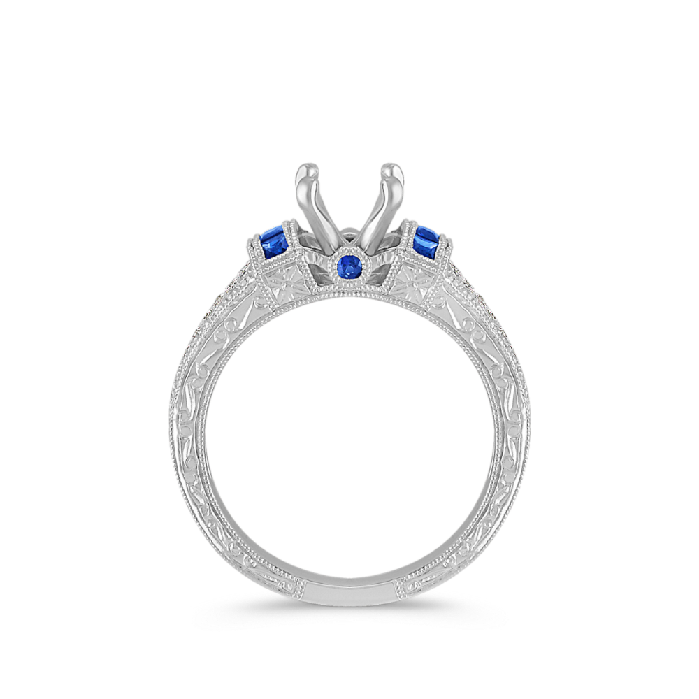 Vintage Princess Round Sapphire and Round Diamond Ring | Shane Co.