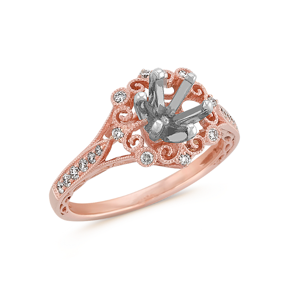 Vintage Round Diamond Engagement Ring in 14k Rose Gold | Shane Co.