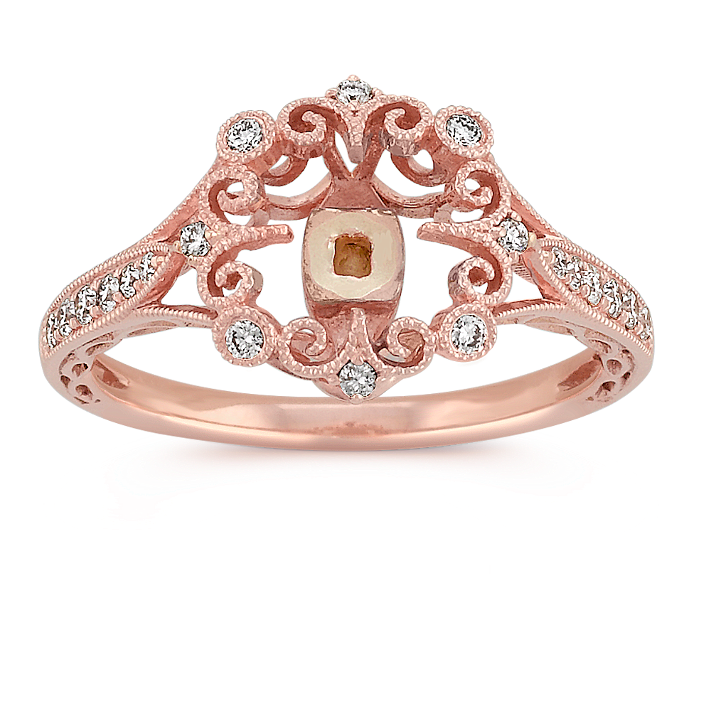 Vintage Round Diamond Engagement Ring in 14k Rose Gold | Shane Co.