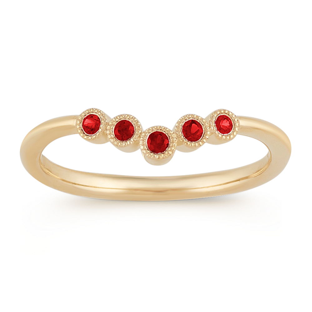 Vintage Ruby Stackable Ring in 14k Yellow Gold