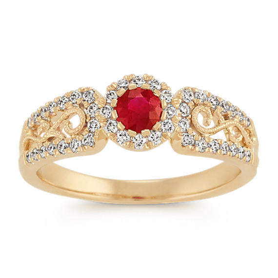 Vintage Ruby And Diamond Ring In 14k Yellow Gold Shane Co Vintage Ruby And Diamond Ring In 14k Yellow Gold