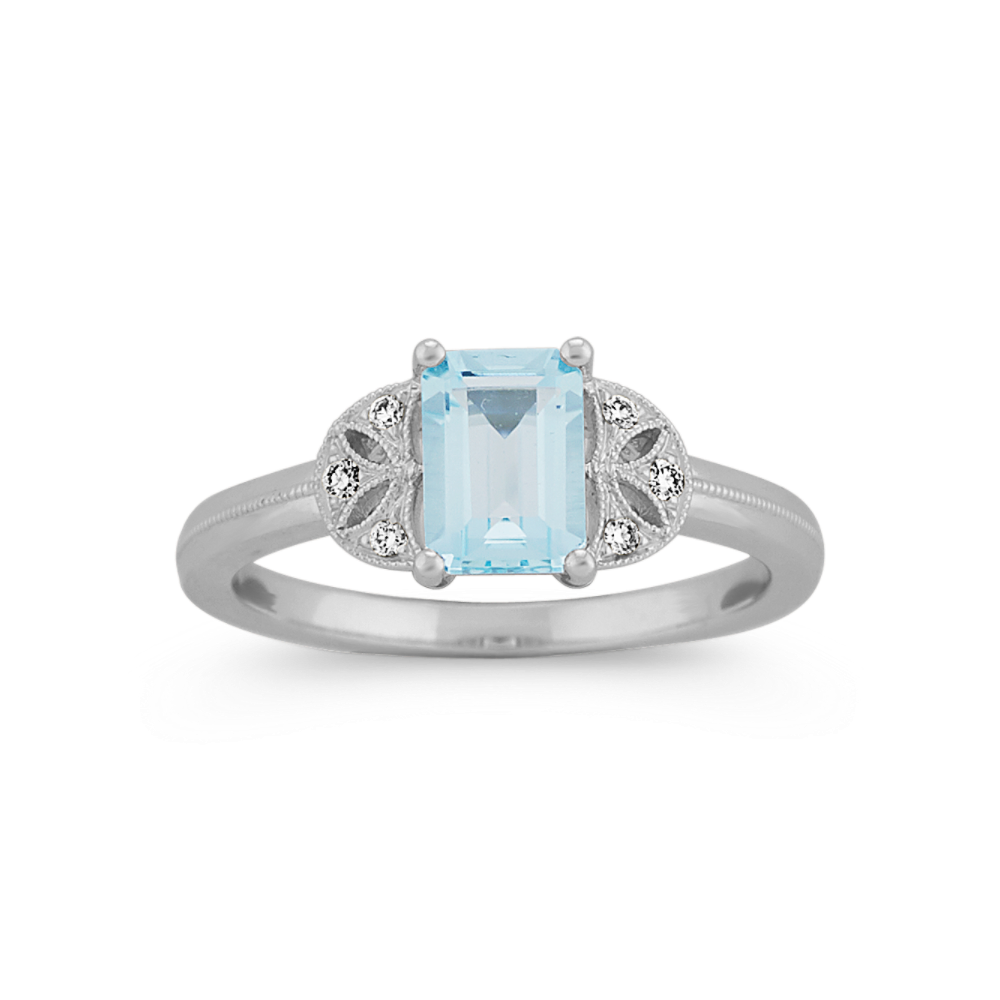 Vintage Sky Blue Topaz and Diamond Ring