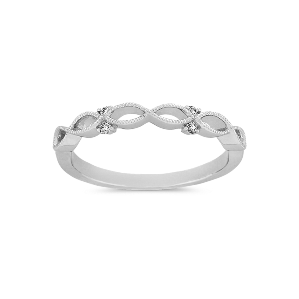 Vintage Swirl Diamond Accented Wedding Band