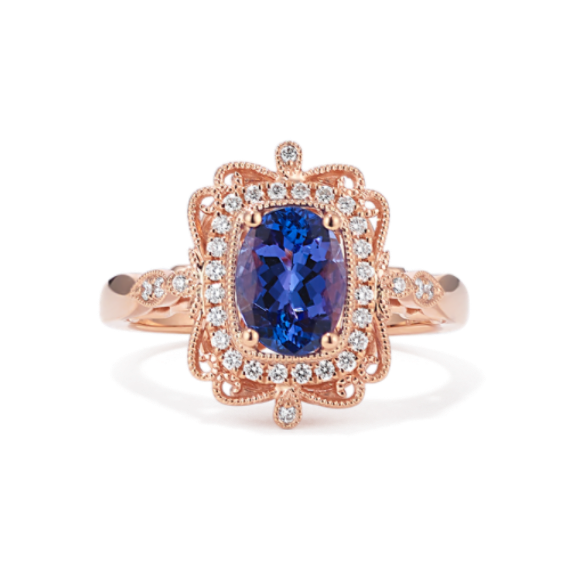 Tanzanite & Diamond Halo Cocktail Ring