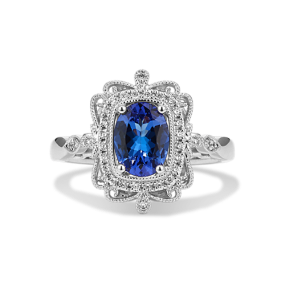 Tanzanite & Diamond Halo Cocktail Ring