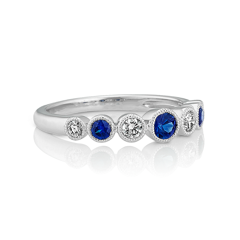 Vintage Traditional Blue Sapphire and Diamond Ring | Shane Co.