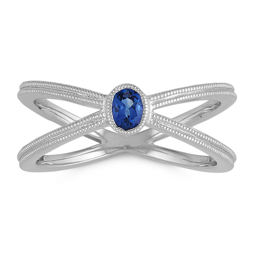 Vintage Traditional Sapphire Ring in Sterling Silver