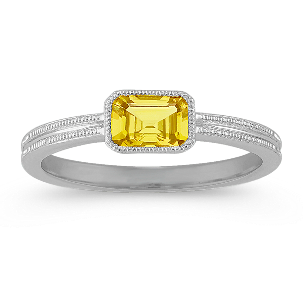 Vintage Yellow Sapphire Ring in Sterling Silver