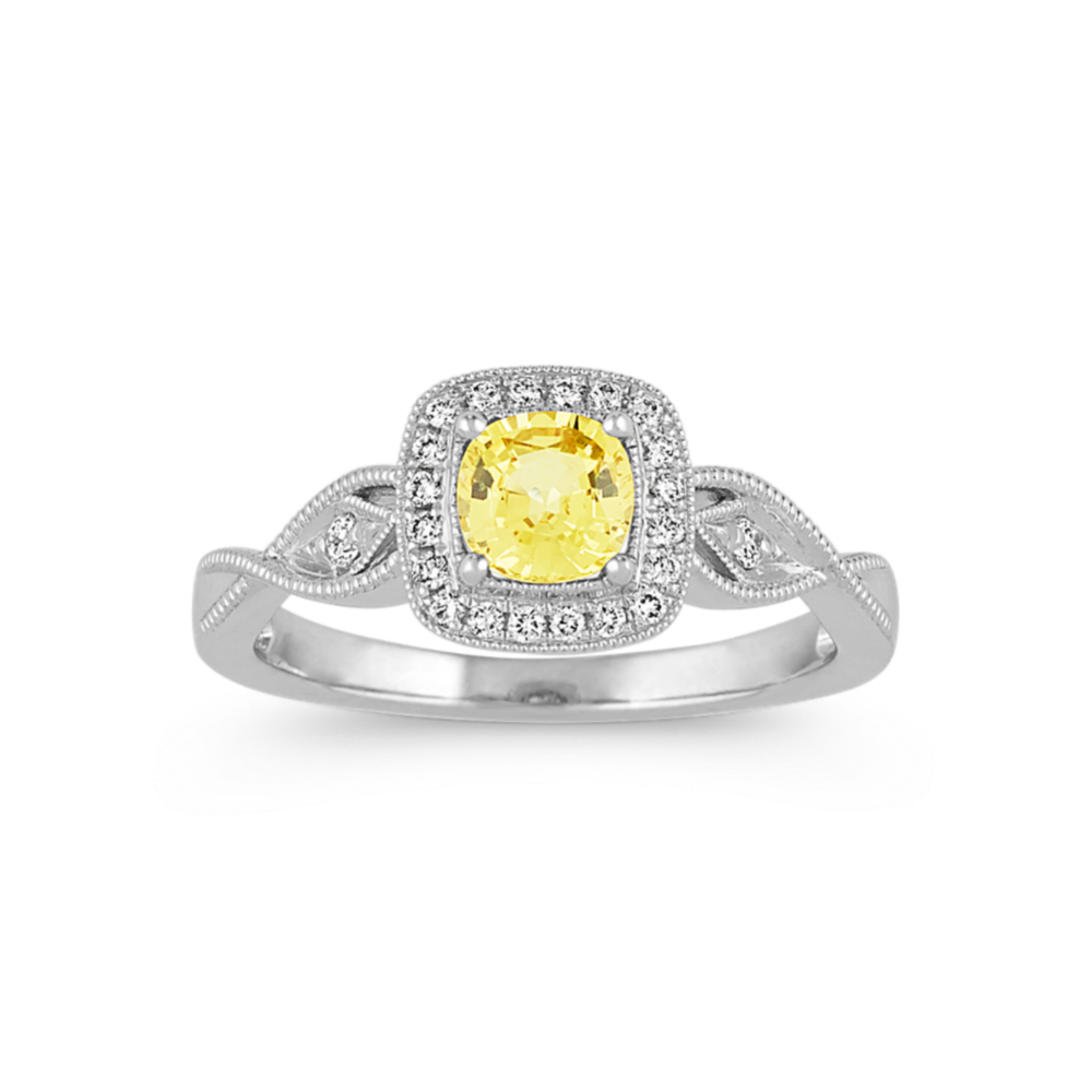 Vintage Yellow Sapphire and Diamond Ring