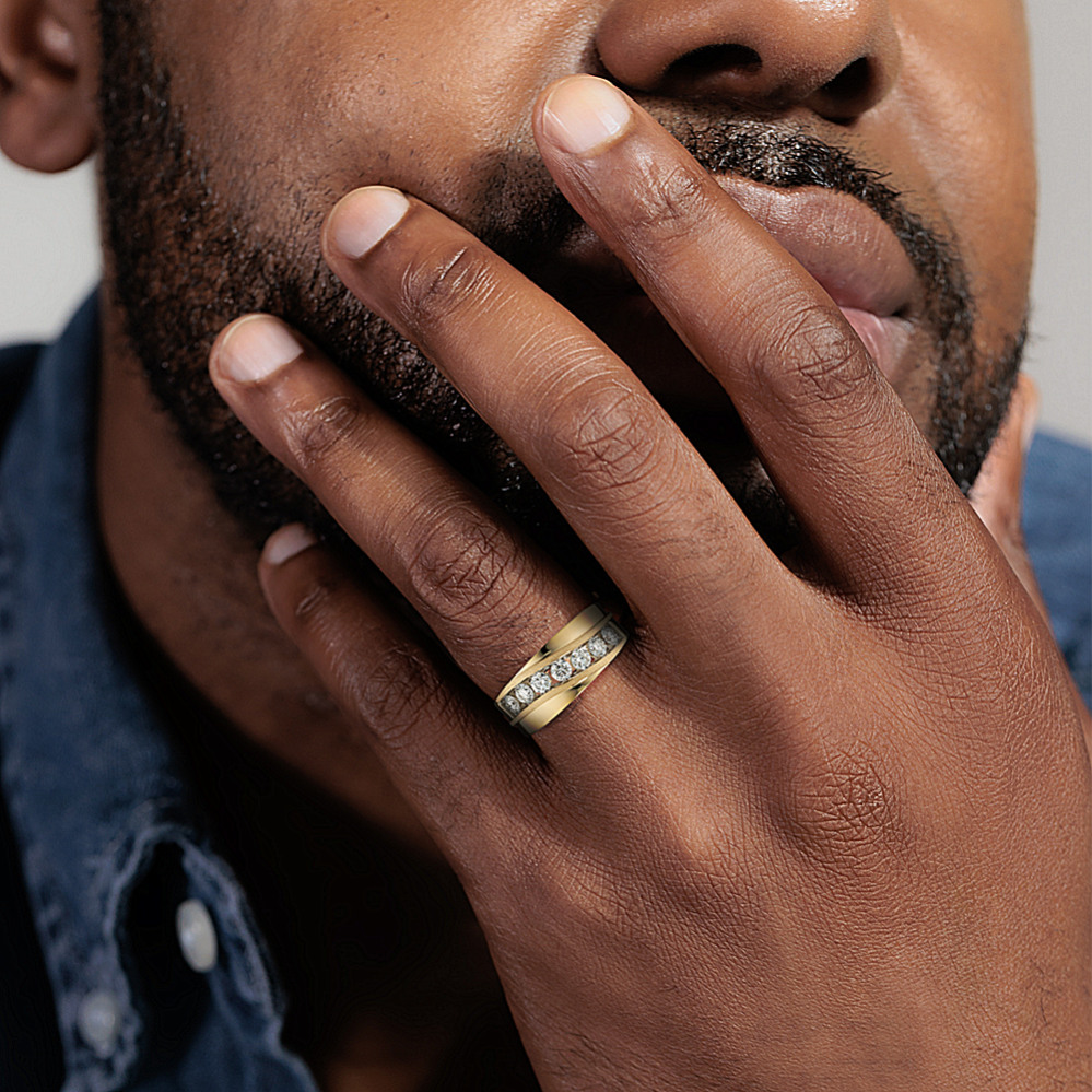 Wave 14K Yellow Gold & Diamond Band (4.5mm) | Shane Co.