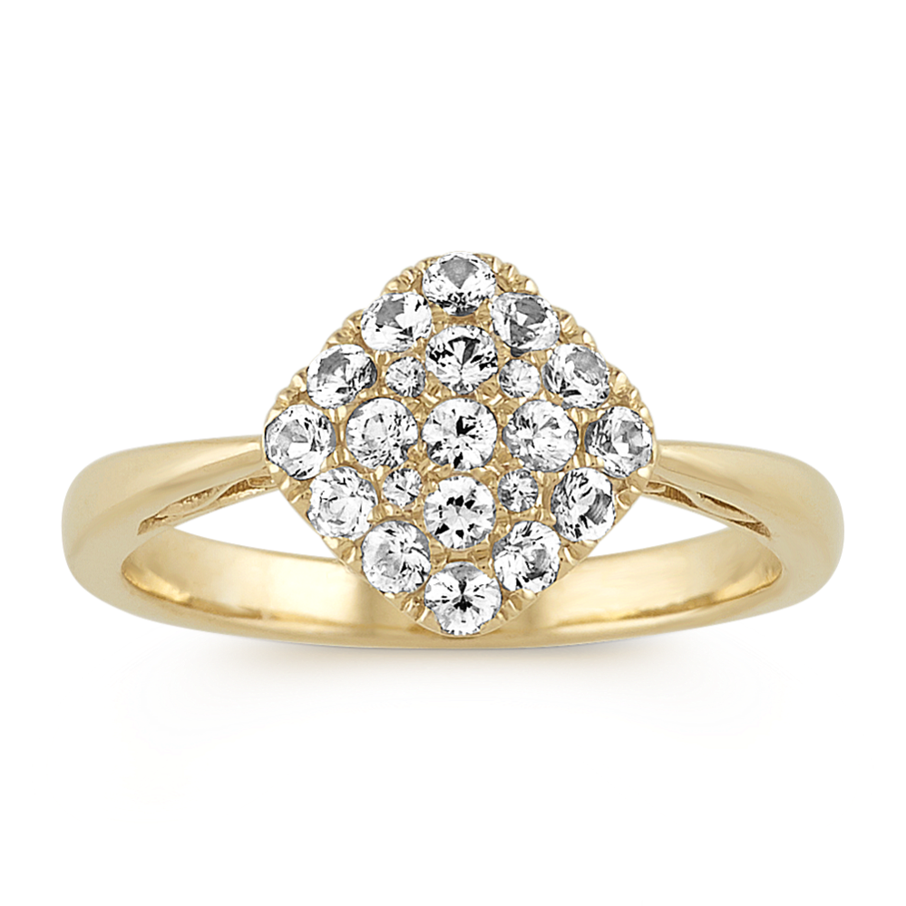 White Sapphire Cluster Ring in 14k Yellow Gold