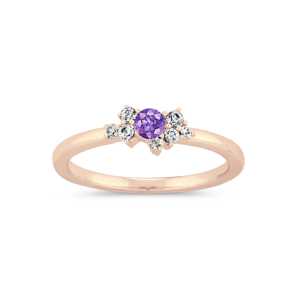 Begonia White Sapphire Ring for 3mm Gemstone in 14k Rose Gold