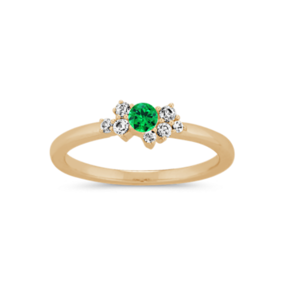 Begonia White Sapphire Ring for 3mm Gemstone in 14k Yellow Gold