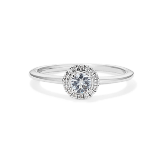 Twila White Sapphire & Diamond Halo Ring | Shane Co.