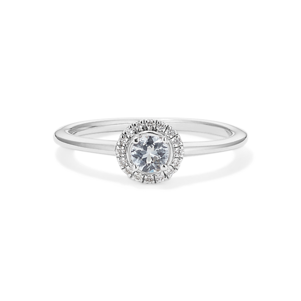 Twila White Sapphire & Diamond Halo Ring