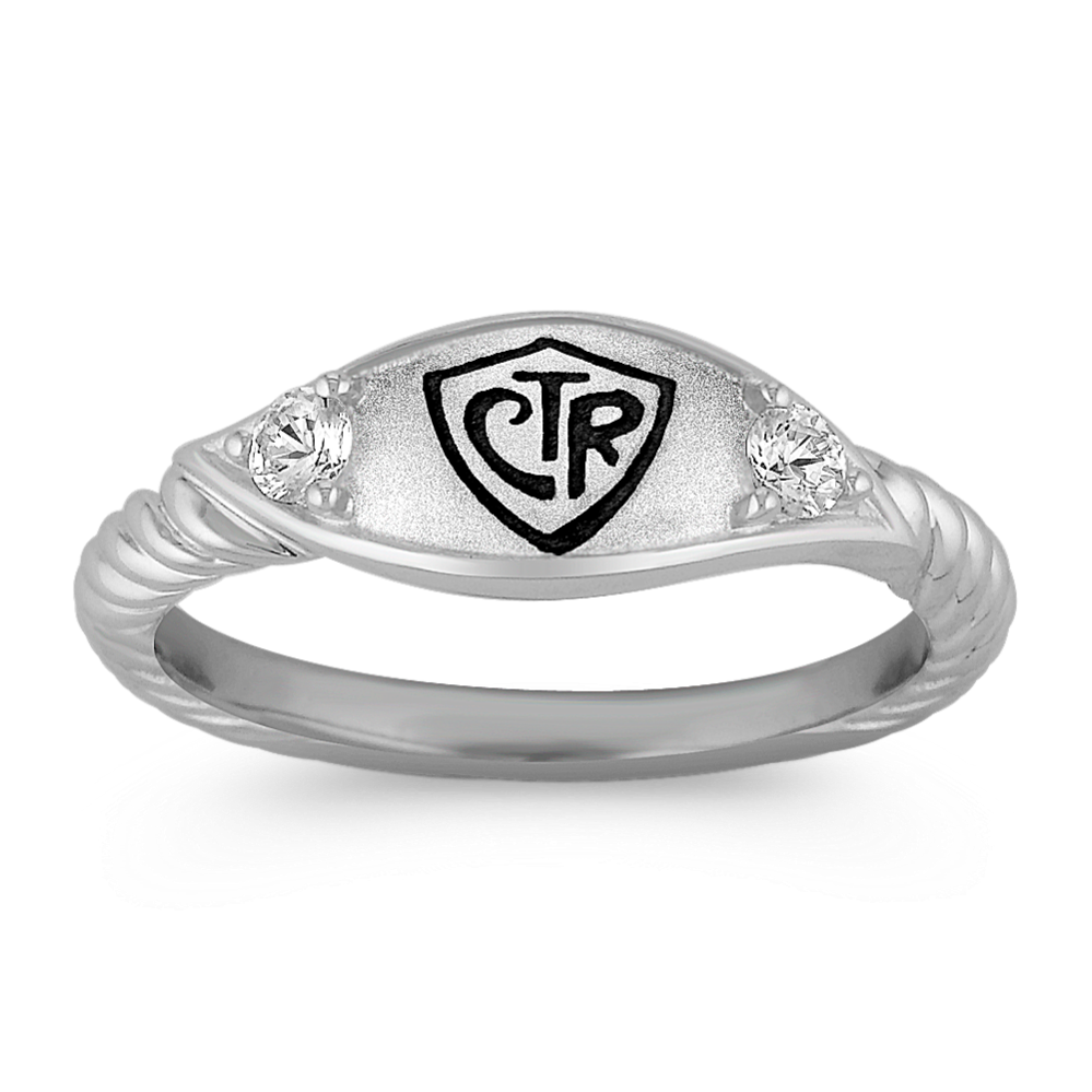 White Sapphire and Sterling Silver CTR Ring