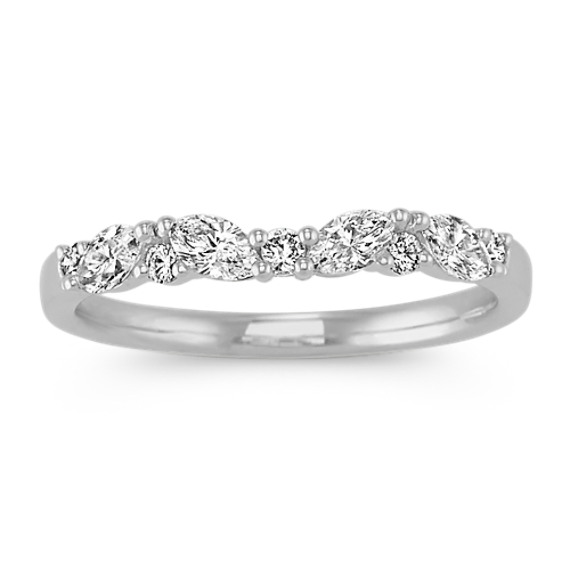 Clic Round And Marquise Diamond Wedding Band Shane Co Clic Round And Marquise Diamond Wedding Band