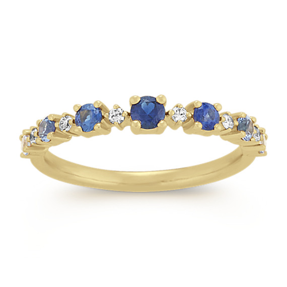 Multi Colored Blue Sapphire and Diamond Ring