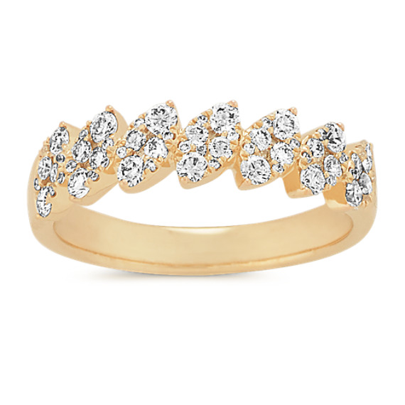 Diamond Cluster Wedding Band in 14K Yellow Gold
