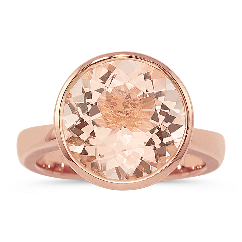 Morganite and Accent Diamond Ring in 14K Rose Gold