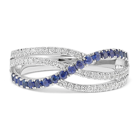Traditional Sapphire and Diamond Swirl Ring