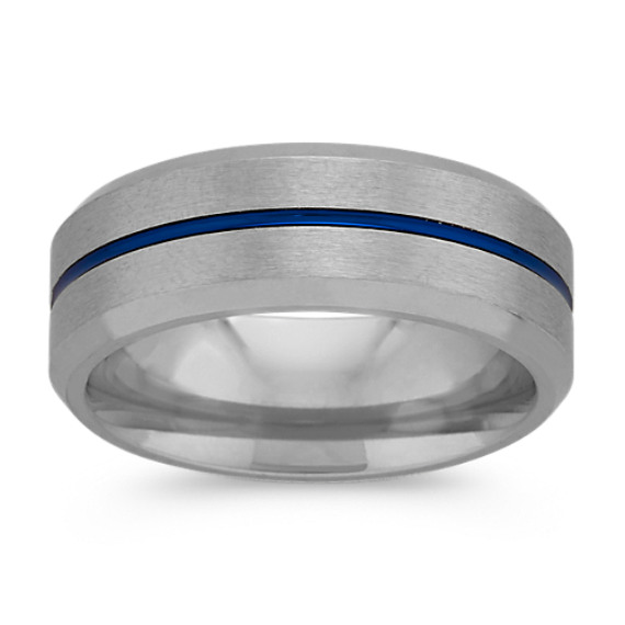 Revoni Mens 8mm Cobalt Wedding Band Ring Rounded Edge Brush Finish Size Z+3
