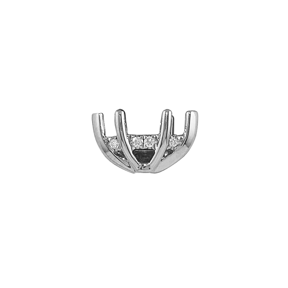 Rosebud Diamond Decorative Crown to Hold 8x4mm Marquise Gemstone