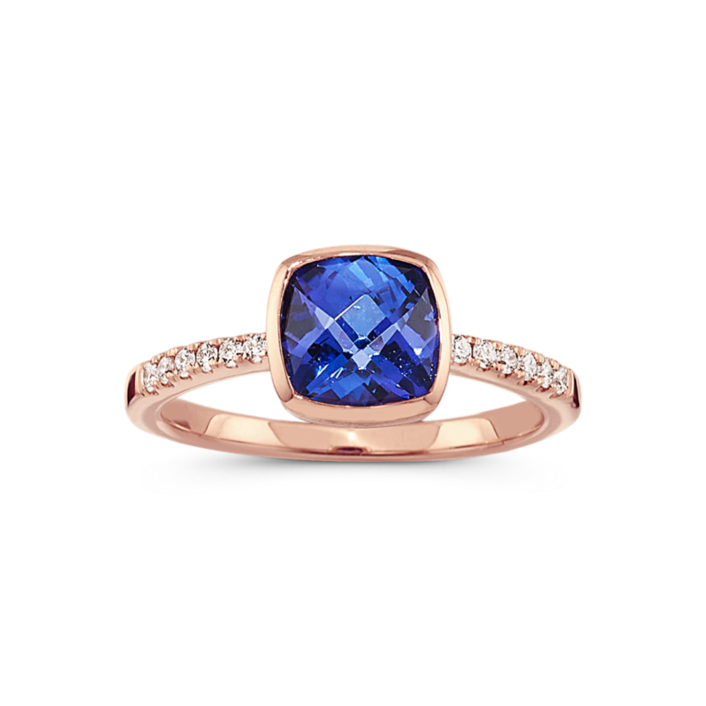 Elara Tanzanite and Diamond Ring in 14K Rose Gold