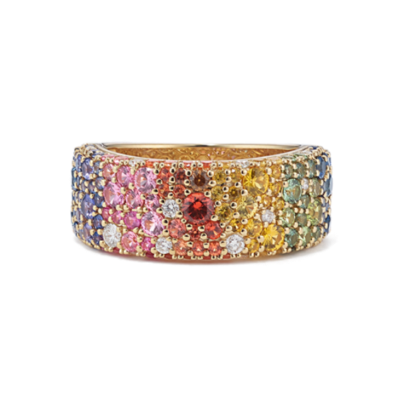 アクセサリー MULTICOLOR SKO RING 4.11ct Multi Color Sapphire White Zircon Band Ring Sterling