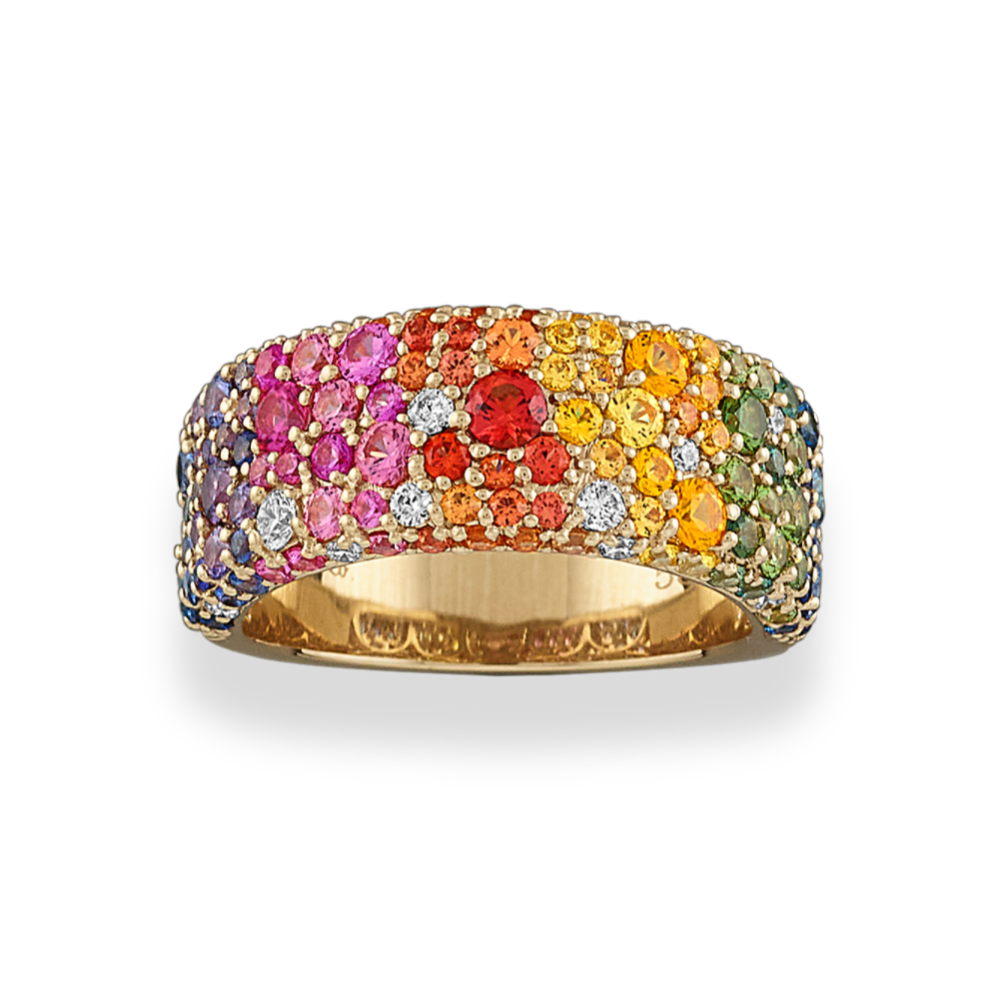 Mosaic Rainbow Sapphire & Diamond Ring (5.7mm)