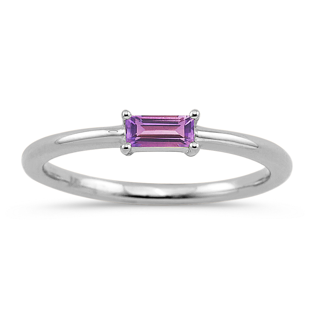 Amethyst stackable store ring white gold