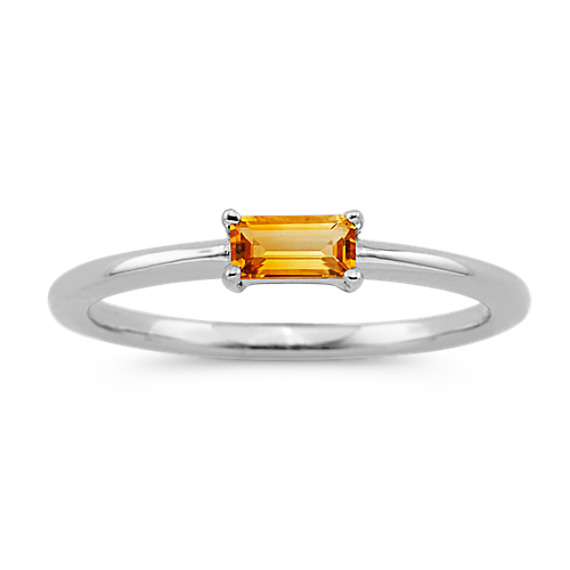 Shane Co. Ravello Stackable Citrine Ring, Yellow, White Gold, Approx. 2mm