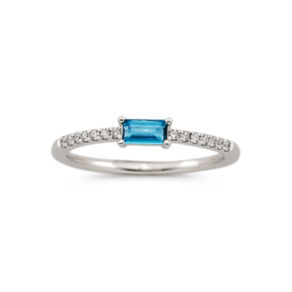 Moriah Stackable London Blue Topaz & Diamond Ring