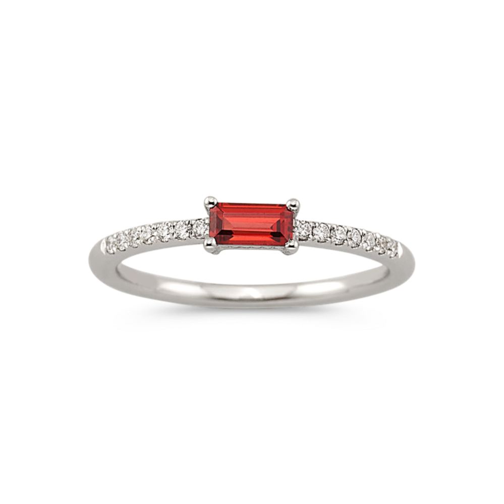 Moriah Garnet & Diamond Stackable Ring