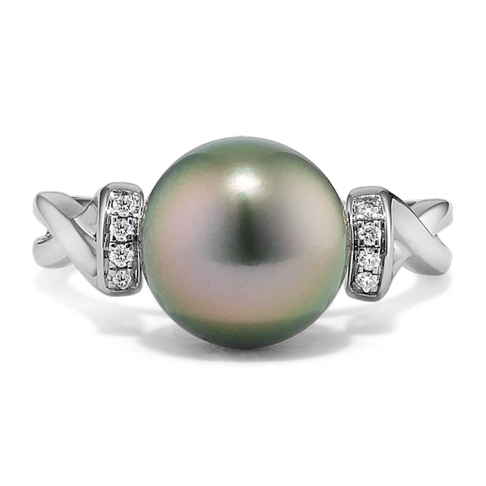 Oracle Cultured Tahitian Pearl & Diamond Ring