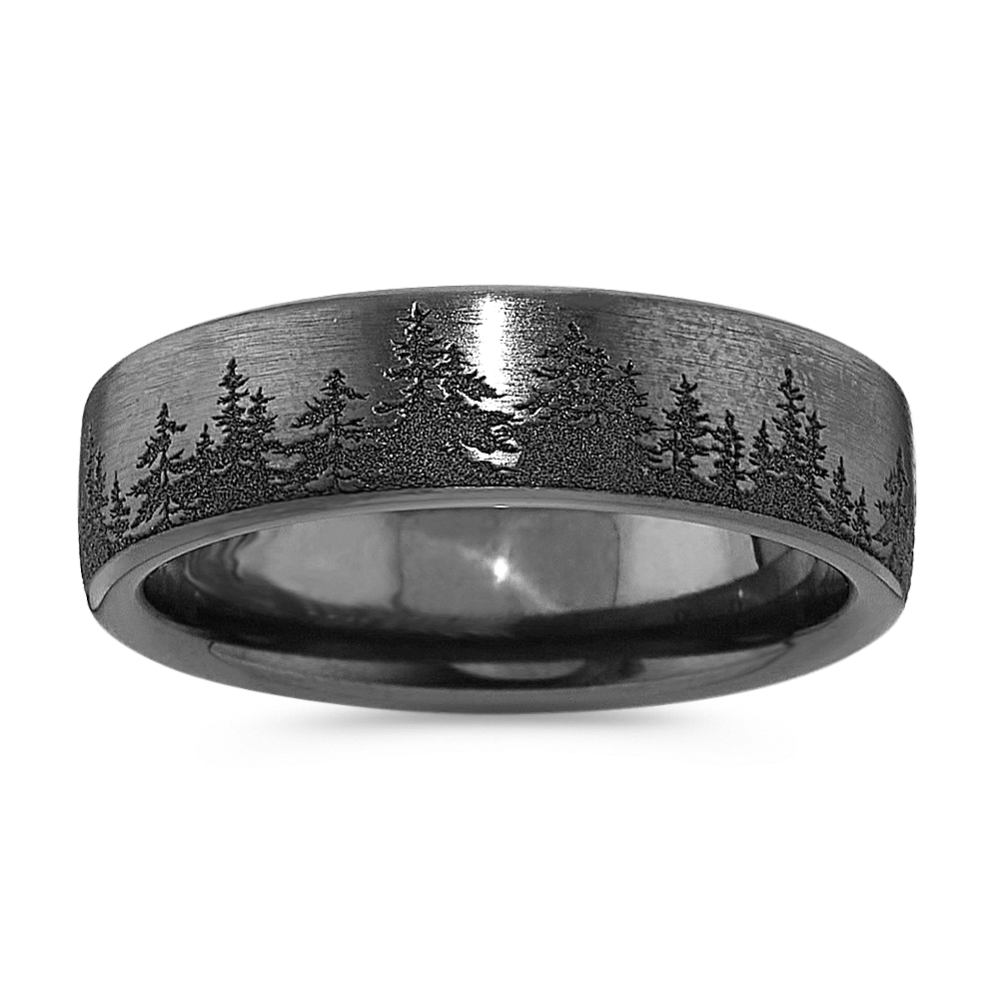 Forest Wedding Band in Titanium (6.5mm)