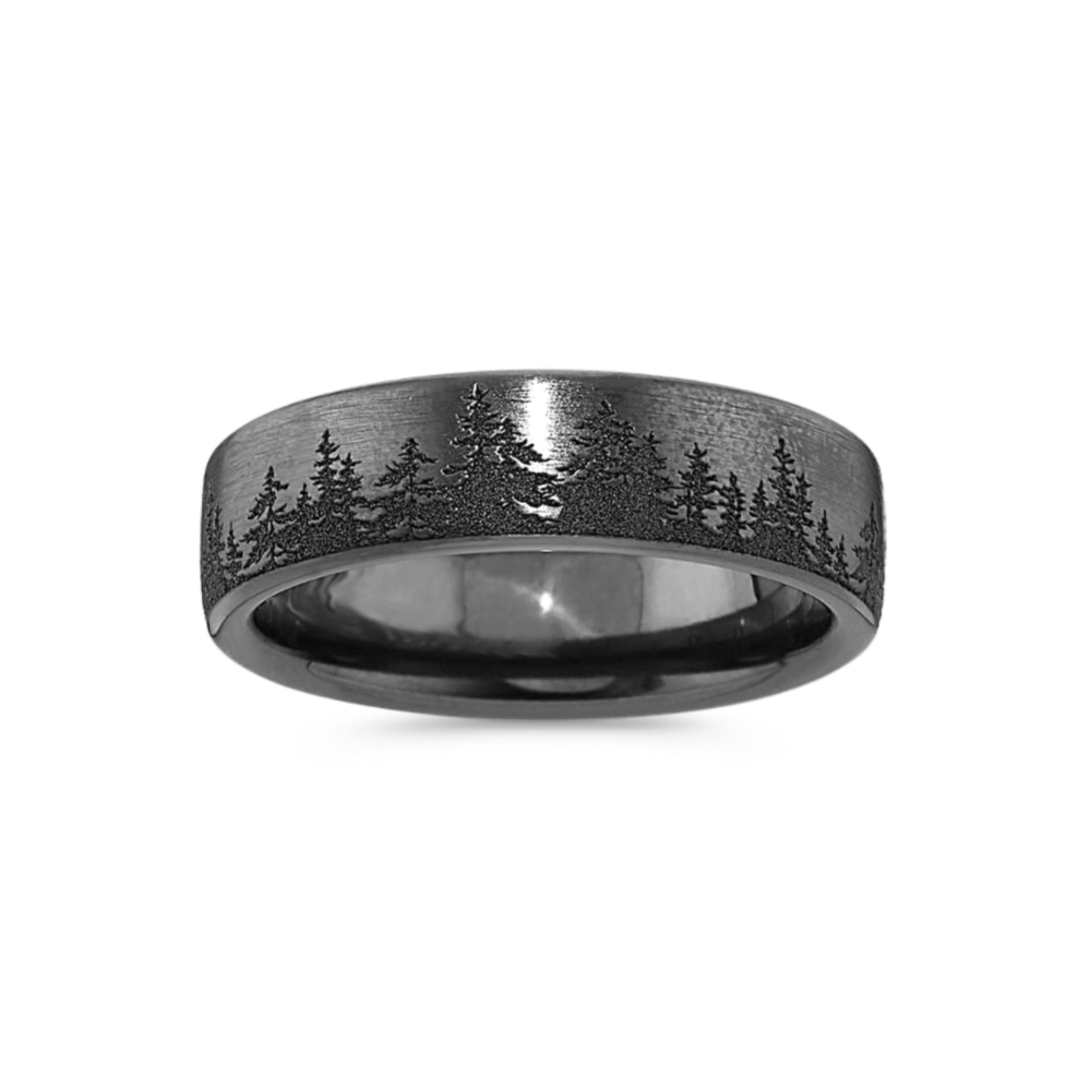 Forest Wedding Band in Titanium (6.5mm)