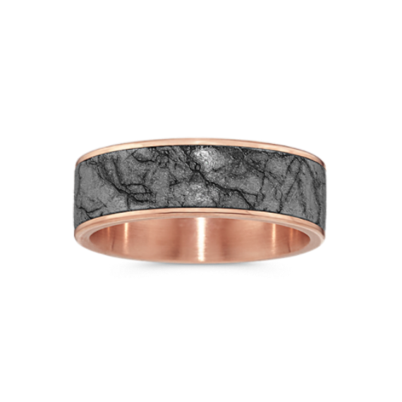 Marbled Tantalum & 14K Rose Gold Band (7.5mm)